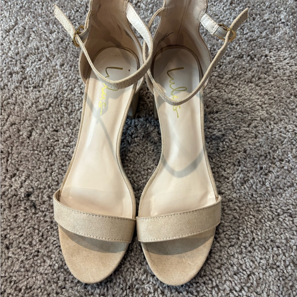 Lulu's Tan Minimalist Block Heel Sandals